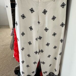 Zara Black and White Wide Leg Pants